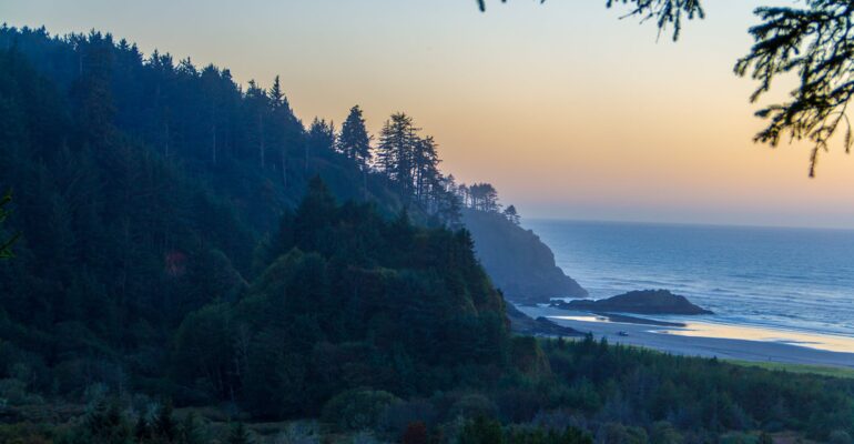 Sunset along the Washington Coast at Cape Disappointment