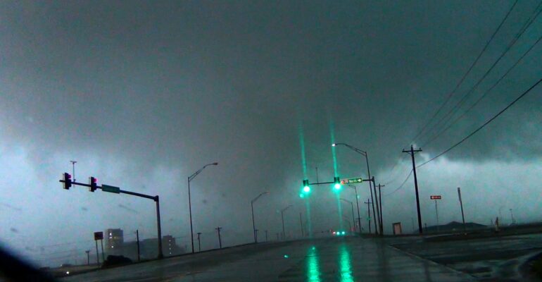 Tornado in Norman, Oklahoma near I-35 and Tecumseh road on May 6, 2015