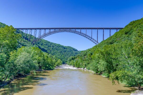 Famous bridge over the New River in Fayetteville, West Virginia