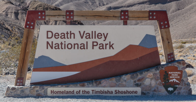 Sign at the entrance to Death Valley