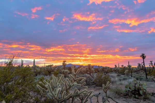 Sunset in Arizona during a cloudy day