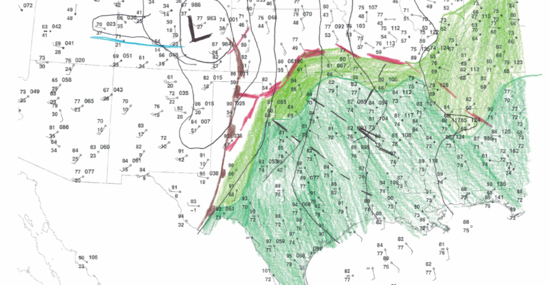 May 25, 2024 - 18z/1pm CDT Surface Hand Analysis