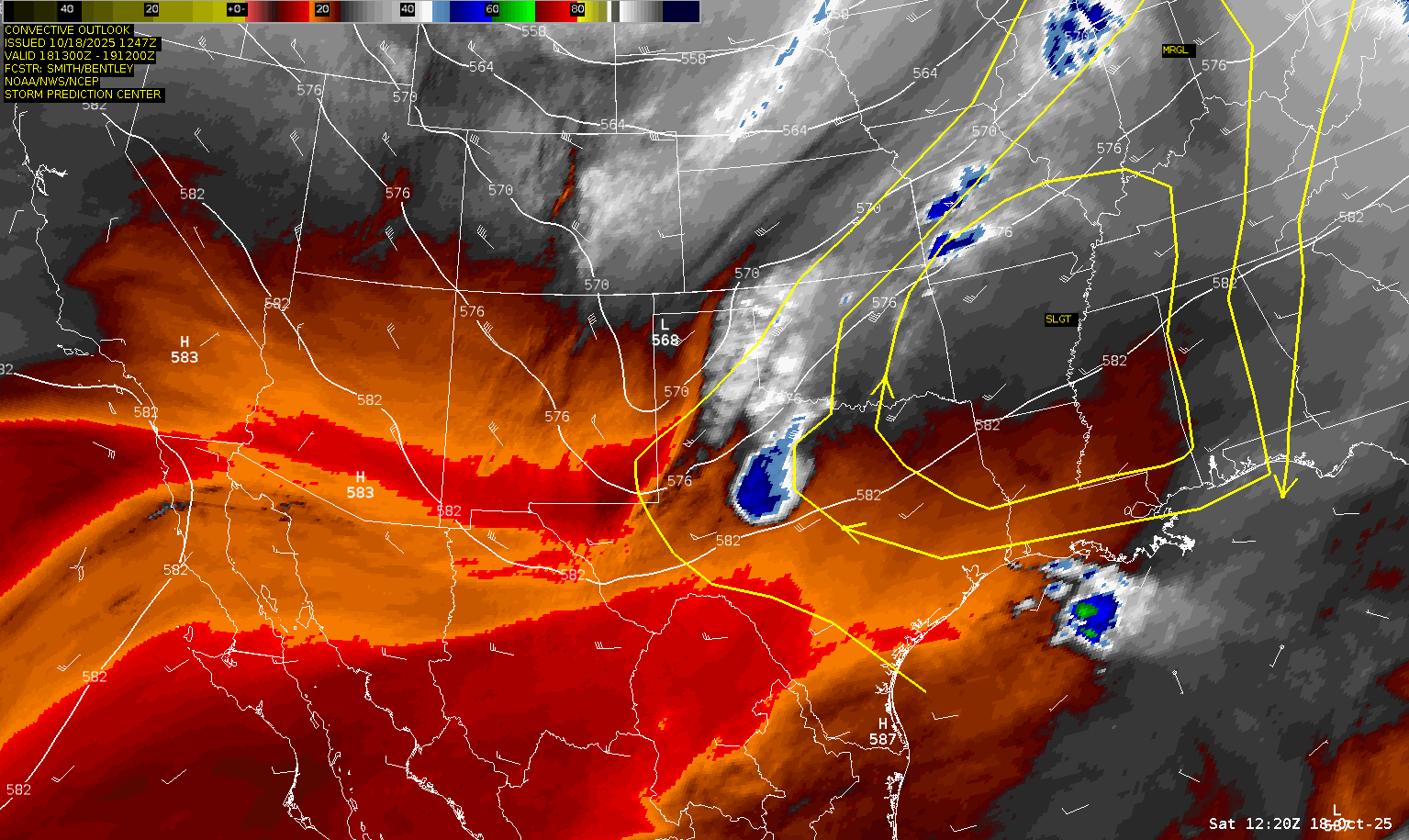 Water Vapor Loop 9:15 am CDT/1415Z Saturday October 18, 2025